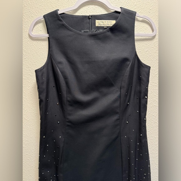 Rag & Bone Midi Dress Black Rhinestone Accents Back Zipper Stretch Black Size 6 - Picture 3 of 11